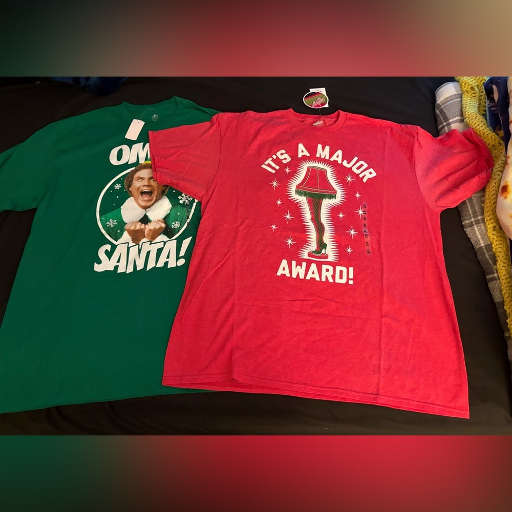 Set of two holiday shirts NWT. Both men’s XL. ELF and A Christmas Story.